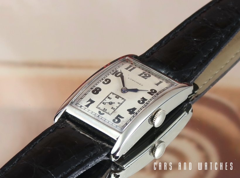 Longines Oversize White Gold Tank watch with original box