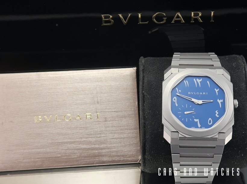 Bvlgari Octo Finissimo Titanium Blue Arabic Dial NEW